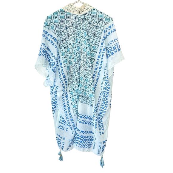 Janis And John Boho Kimono Swim Cover Beach Sheer Tassel Lace O/S Fairy Goddess - Picture 2 of 13